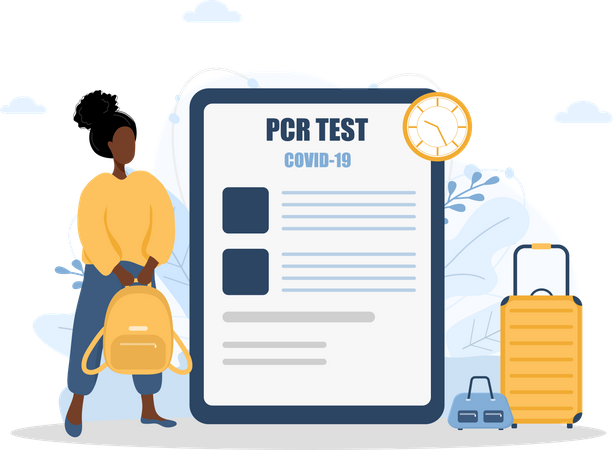 Woman with PCR test  Illustration