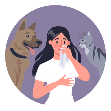 Woman with pet allergy  Illustration