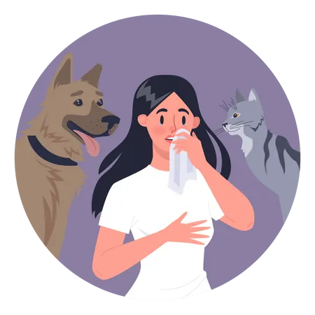 Woman with pet allergy  Illustration