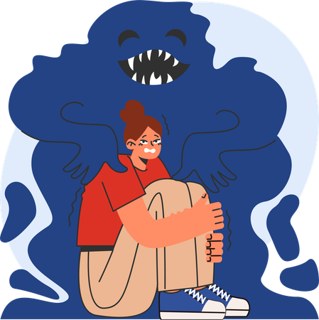 Woman with Phobia  Illustration