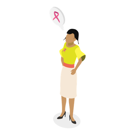 Woman with Pink Support Ribbons  イラスト