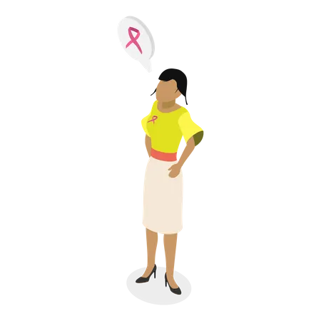 Woman with Pink Support Ribbons  イラスト