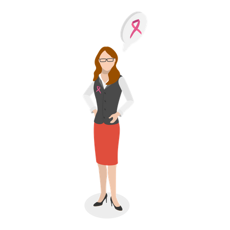 Woman with Pink Support Ribbons  Illustration