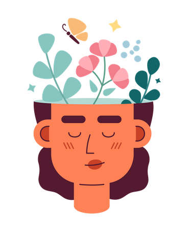 Woman with positive thinking head  Illustration