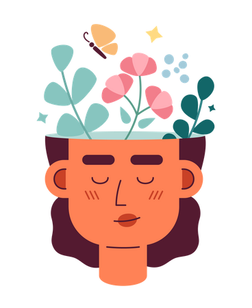 Woman with positive thinking head  Illustration