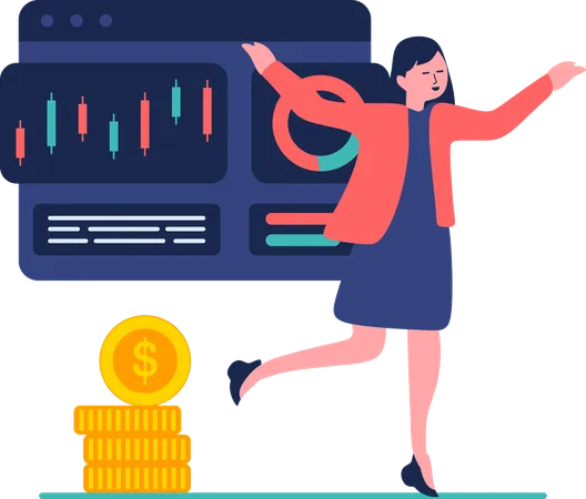 Woman with profitable investment strategies  Illustration