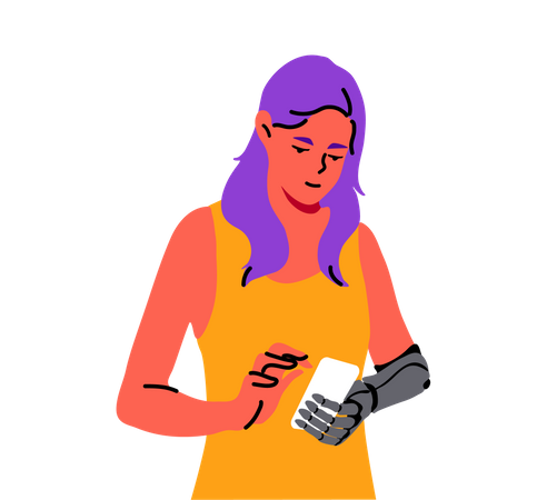 Woman with prosthetic arm  Illustration