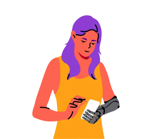 Woman with prosthetic arm  Illustration