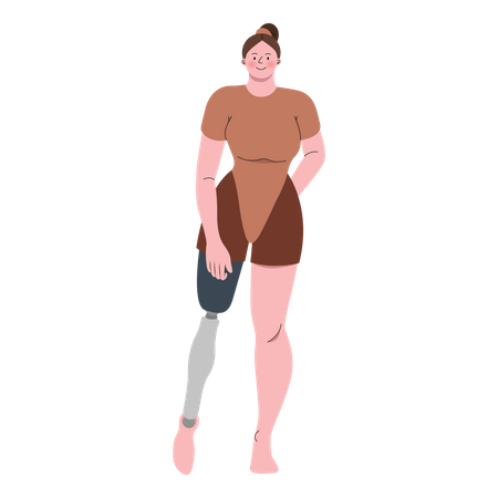 Woman with prosthetic leg  일러스트레이션