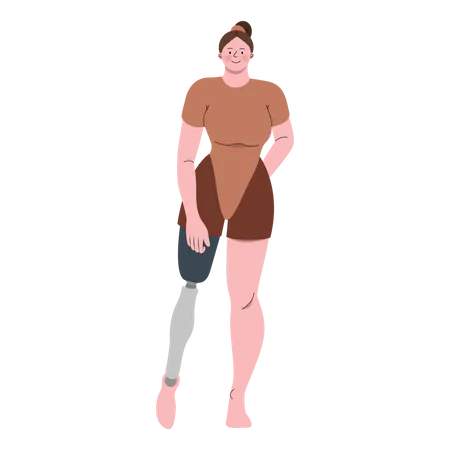 Woman with prosthetic leg  Illustration