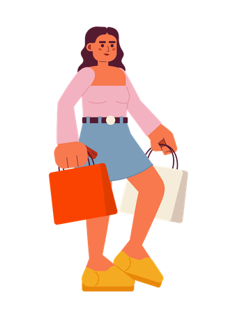 Woman with purchases  イラスト