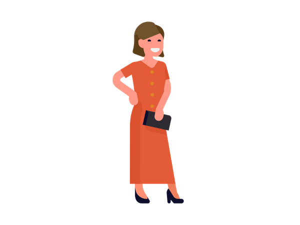 Woman with Purse Illustration
