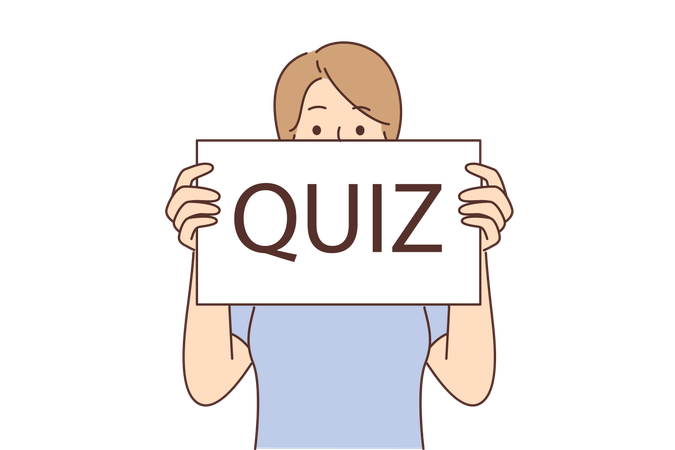 Woman with quiz poster  Illustration