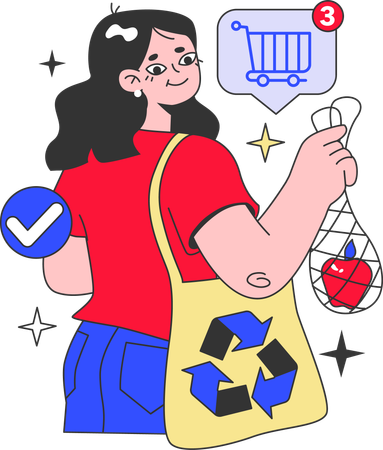 Woman with recycle bag  Illustration
