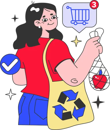 Woman with recycle bag  Illustration