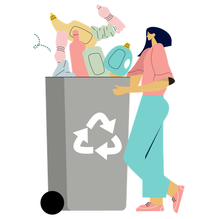 Woman with recycle bin Illustration