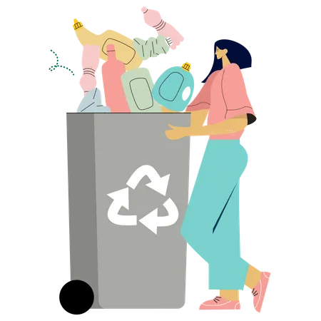 Woman with recycle bin Illustration