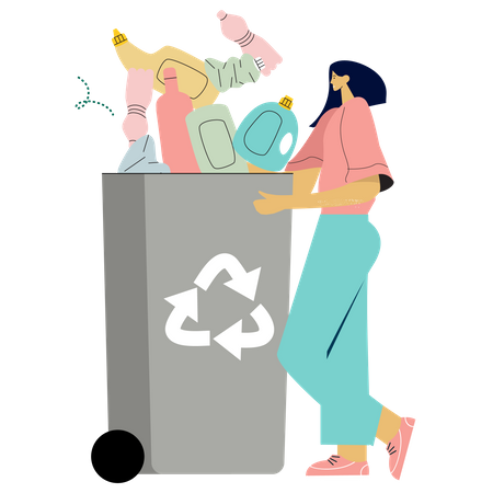 Woman with recycle bin  Illustration