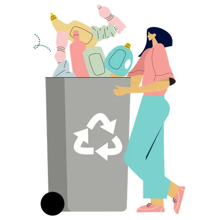 Woman with recycle bin  Illustration