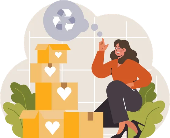 Woman with Recycle box  Illustration