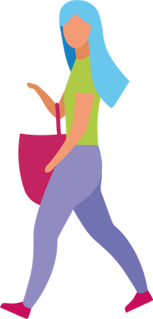 Woman with red grocery bag  Illustration