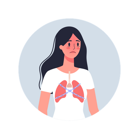 Woman with respiratory failure Illustration