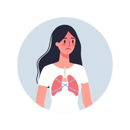 Woman with respiratory failure Illustration