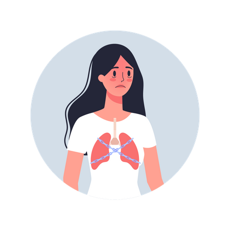 Woman with respiratory failure  Illustration