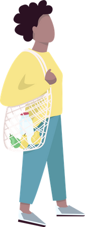 Woman with reusable mesh net  Illustration