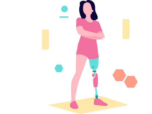 Woman with robotic leg  Illustration