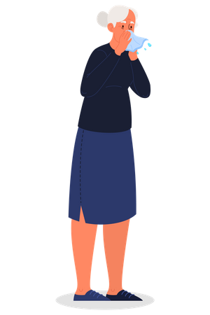 Woman with runny nose Illustration