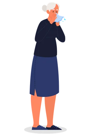 Woman with runny nose  Illustration