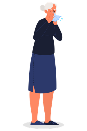 Woman with runny nose  Illustration