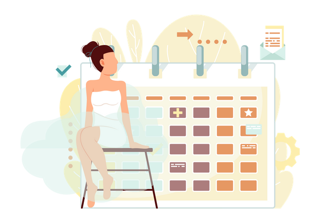Woman with sauna schedule Illustration