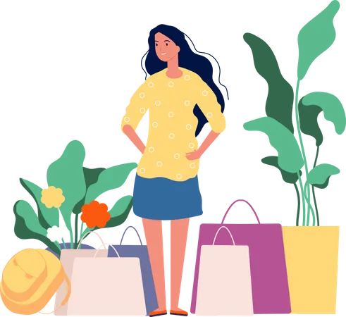 Shopping Characters People Market Boutique Store Buyer Illustration