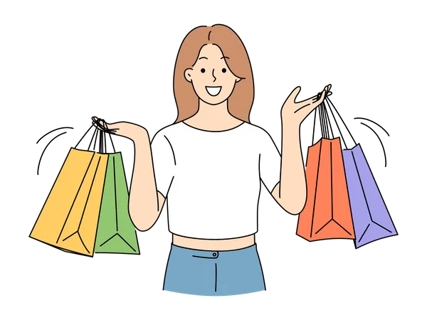 Woman with Shopping Bag  Illustration