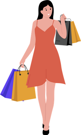 Woman With Shopping Bag  Illustration