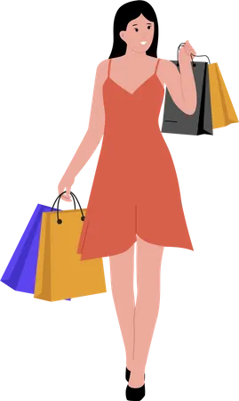 Woman With Shopping Bag  Illustration
