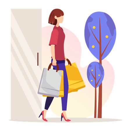 Woman with shopping bag  Illustration