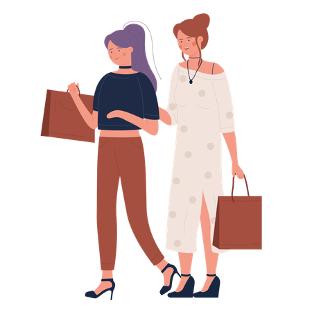 Woman with shopping bag  Illustration