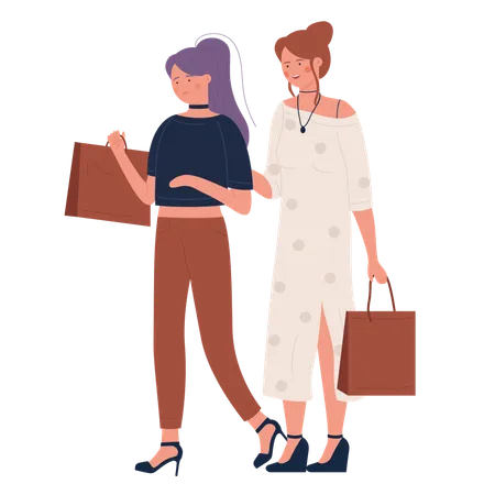 Woman with shopping bag  Illustration