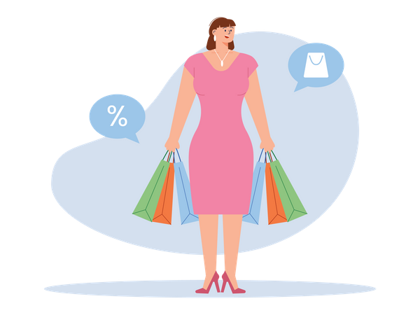 Woman with shopping bag  Illustration