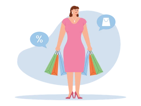 Woman with shopping bag  Illustration