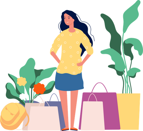 Woman with shopping bag  Illustration