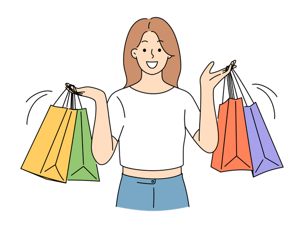 Woman with Shopping Bag  Illustration