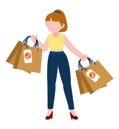 Woman with shopping bags Illustration