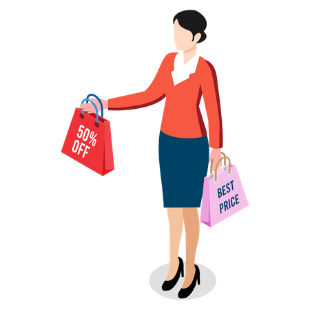Woman with shopping bags Illustration