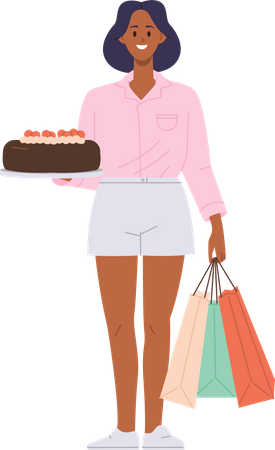 Woman with shopping bags  Illustration