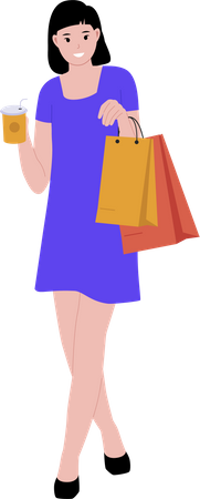 Woman With Shopping Bags  Illustration