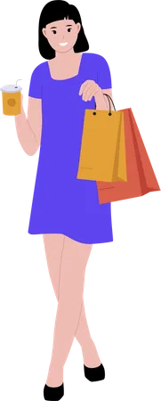 Woman With Shopping Bags  Illustration